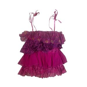 Pinky Vibrant Red Ruffled Top